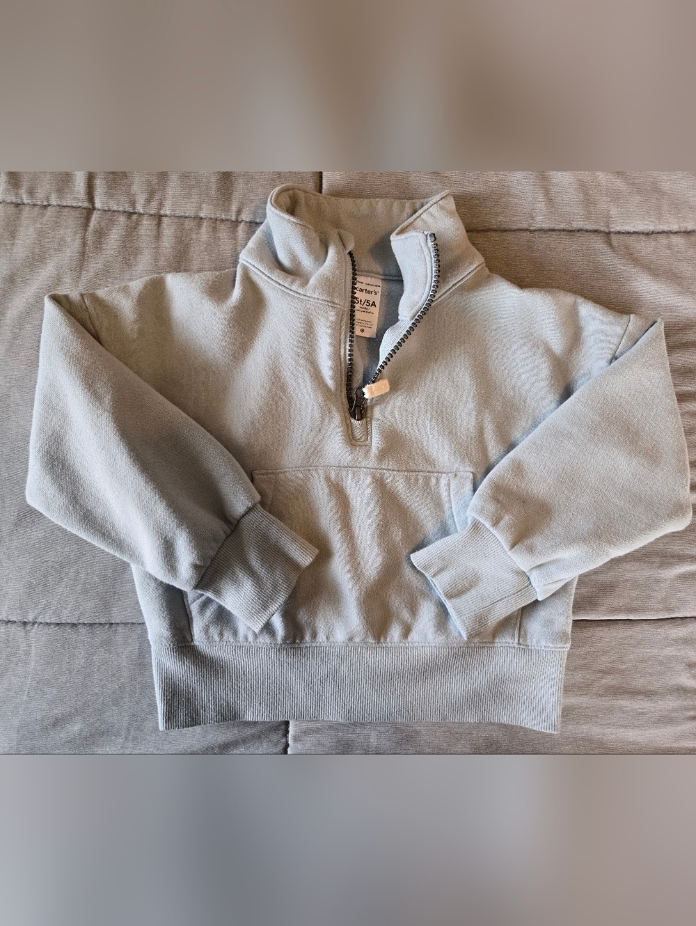 Carter's Light Blue Cropped Quarter Zip Sweatshirt - size 5T